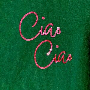 Super soft Ciao Ciao sequin sweater dark green and pink